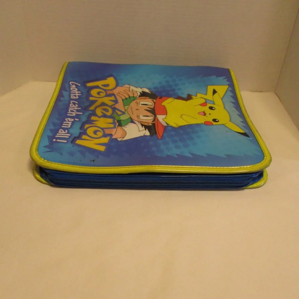 Nintendo Pokemon Large 12x9x4 Yellow Blue White Vintage 2000 Zip Paper Keeper